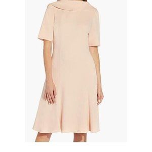 ADRIANNA PAPELL Blush V-Back Roll Collar Short Sleeve Sheath Dress N/WITH TAG